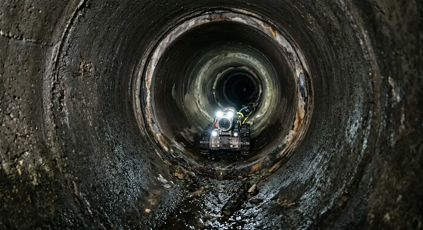 Robotic sewer camera inspecting pipe interior for Sewer Line Repair in Poplar Grove
